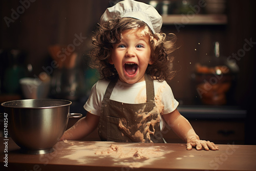 Fototapeta Funny child expression with food