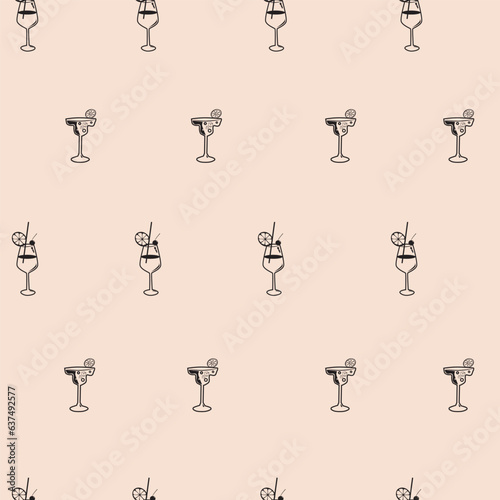 Seamless pattern Cocktail beverages sketch background