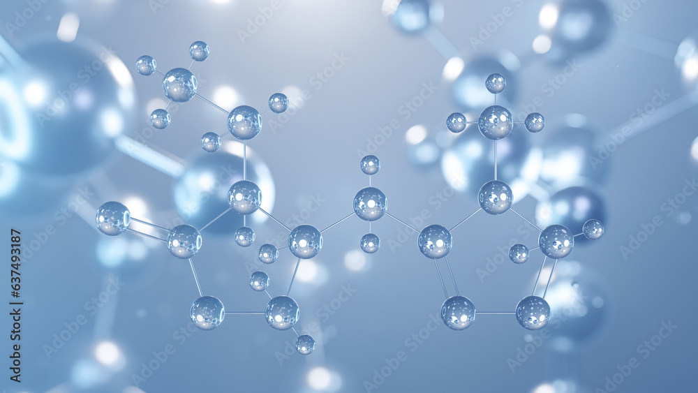 pilocarpine molecular structure 3d, flat model, ophthalmic glaucoma agents, structural chemical formula view from a microscope