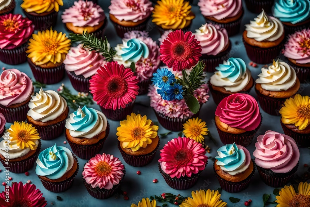 an image of a bouquet made of beautifully decorated cupcakes