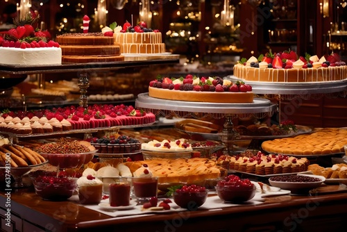 an image of Gourmet Dessert Buffet showcasing an opulent dessert buffet with a wide array of delectable treats  from cakes and pastries to cookies and ice cream