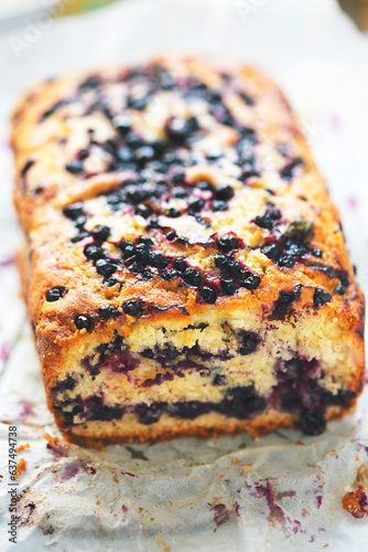 Blueberry loaf cake with baking paper