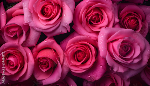 Roses flowers fresh seamless background visible drops of water