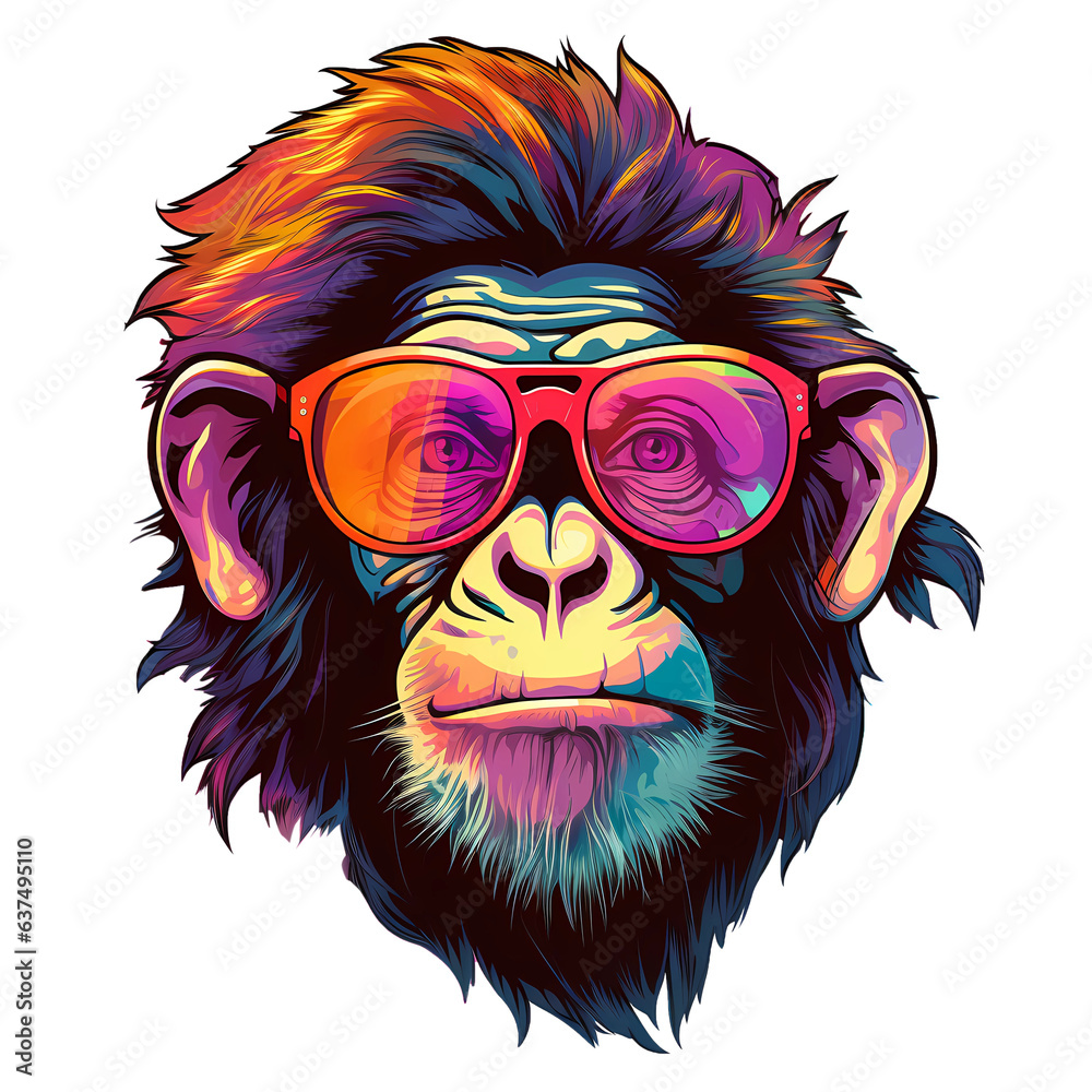 cool full color monkey head stickers