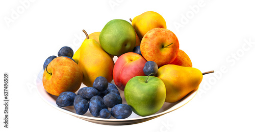 fresh fruit in a bowl  a isolated on empty white background