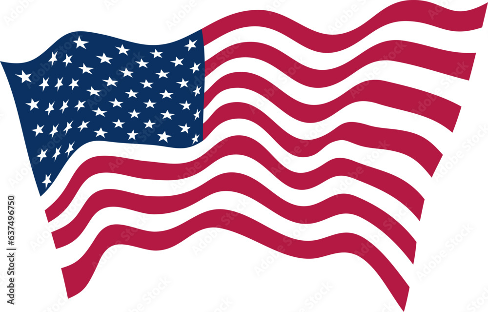 Fototapeta premium Flag USA on blue vector poster. Memorial day celebration symbol. American veteran remember holiday greeting card.