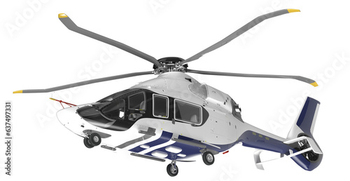 cross view of White Helicopter Isolated On White Background.	