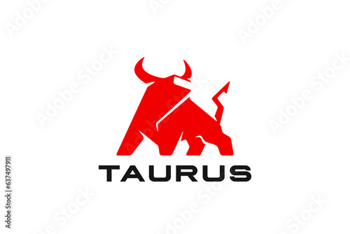 Bull Taurus Ox Logo Square Geometric Abstract Design Silhouette.