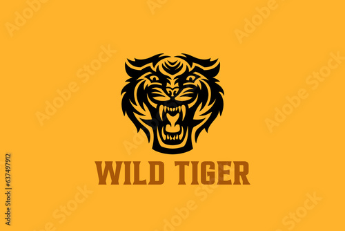Tiger Logo Head Mascot Tattoo Vector Design Style