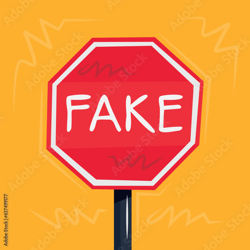 Warning sign (Fake), vector illustration.
