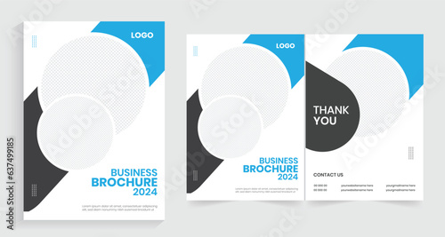 Business clean bifold format brochure, modern and sleek front, and back page annual report, minimalist a4 booklet with eps source file