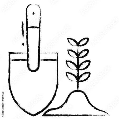 Hand drawn garden trowel icon