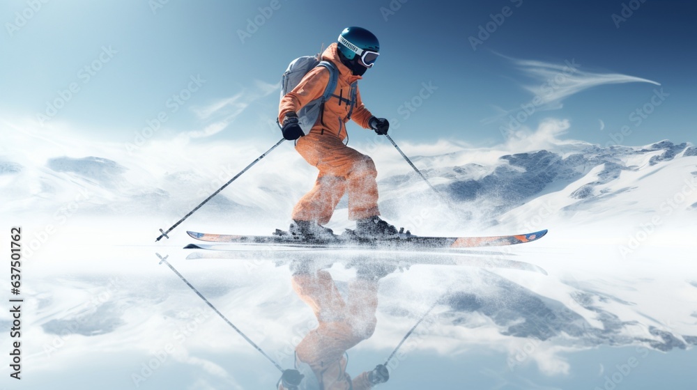 skier on the beach photography, Generative AI skier on the beach photography, Generative AI