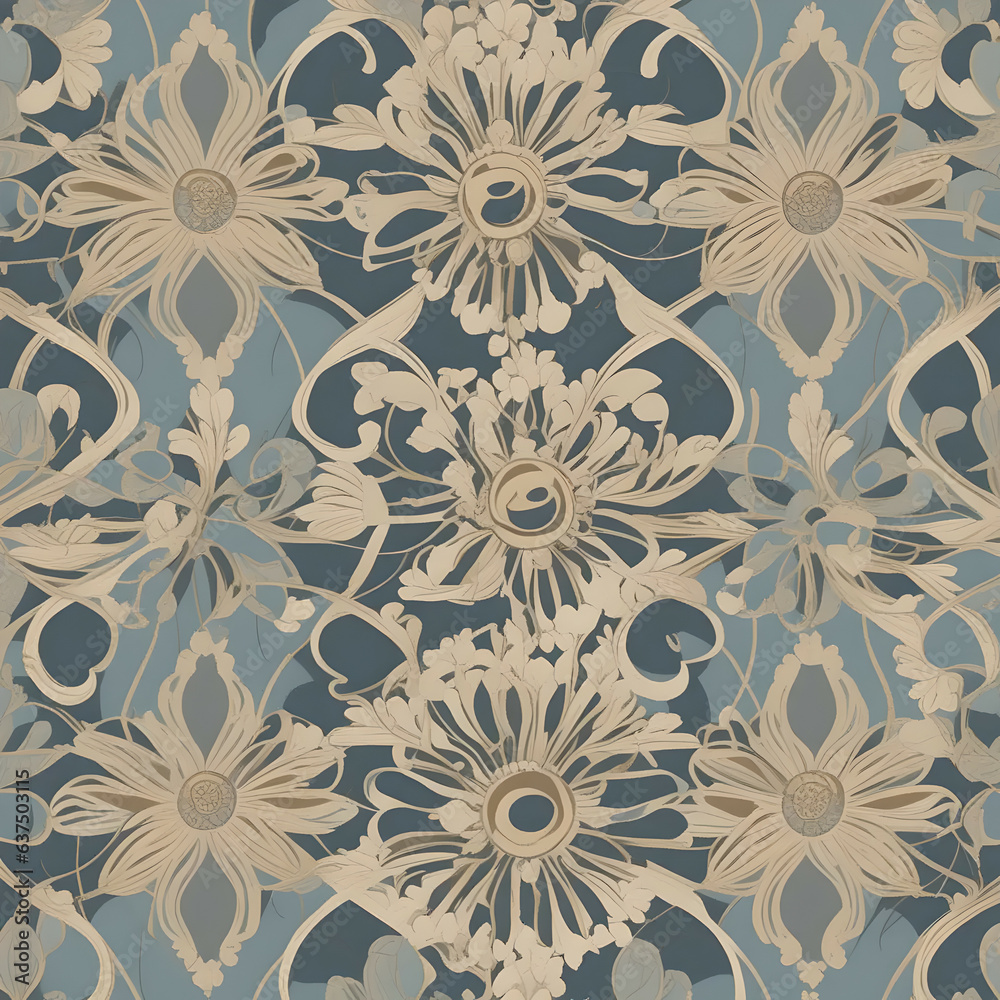Fototapeta premium Seamless floral background. Generative AI.