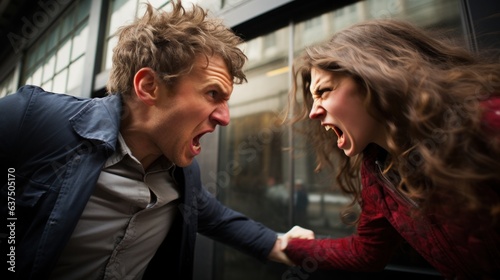 Angry woman screaming at her boyfriend.
