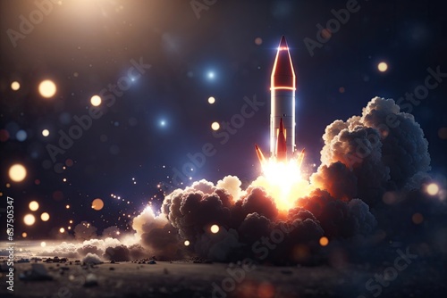 A missile A rocket is launching bright. ai generative