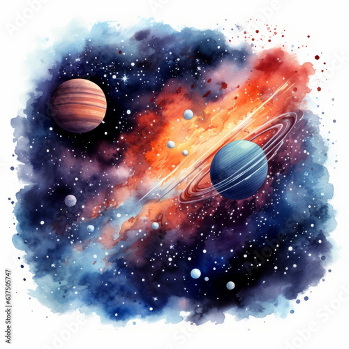 space galaxy watercolor illustration
