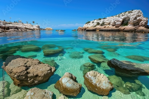 rocky landscape and crystal clear paradise view 