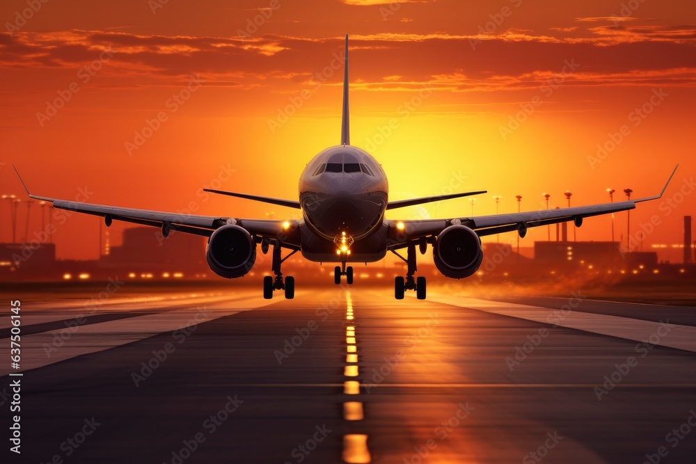 airplane at sunset airplane at sunset