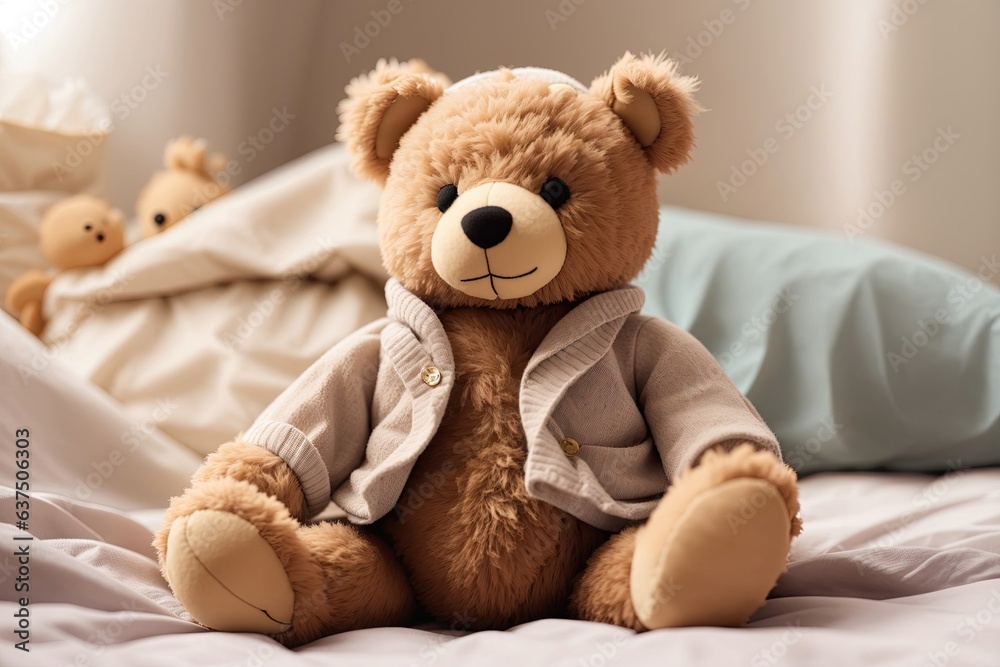 cute stuffed animal toy teddy bear sitting. ai generative