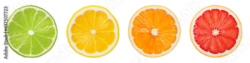 Citrus slices isolated on a transparent background. Generative AI