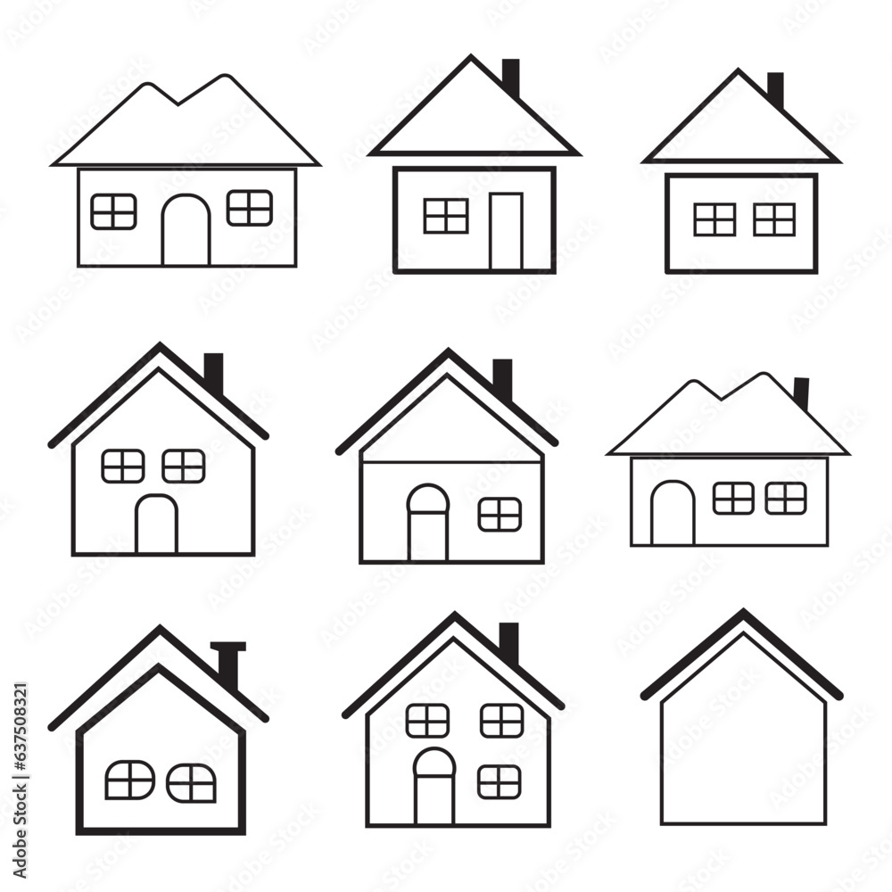 House flat icon set vector illustration, simple real estate symbols. House flat icon set vector illustration, simple real estate symbols.