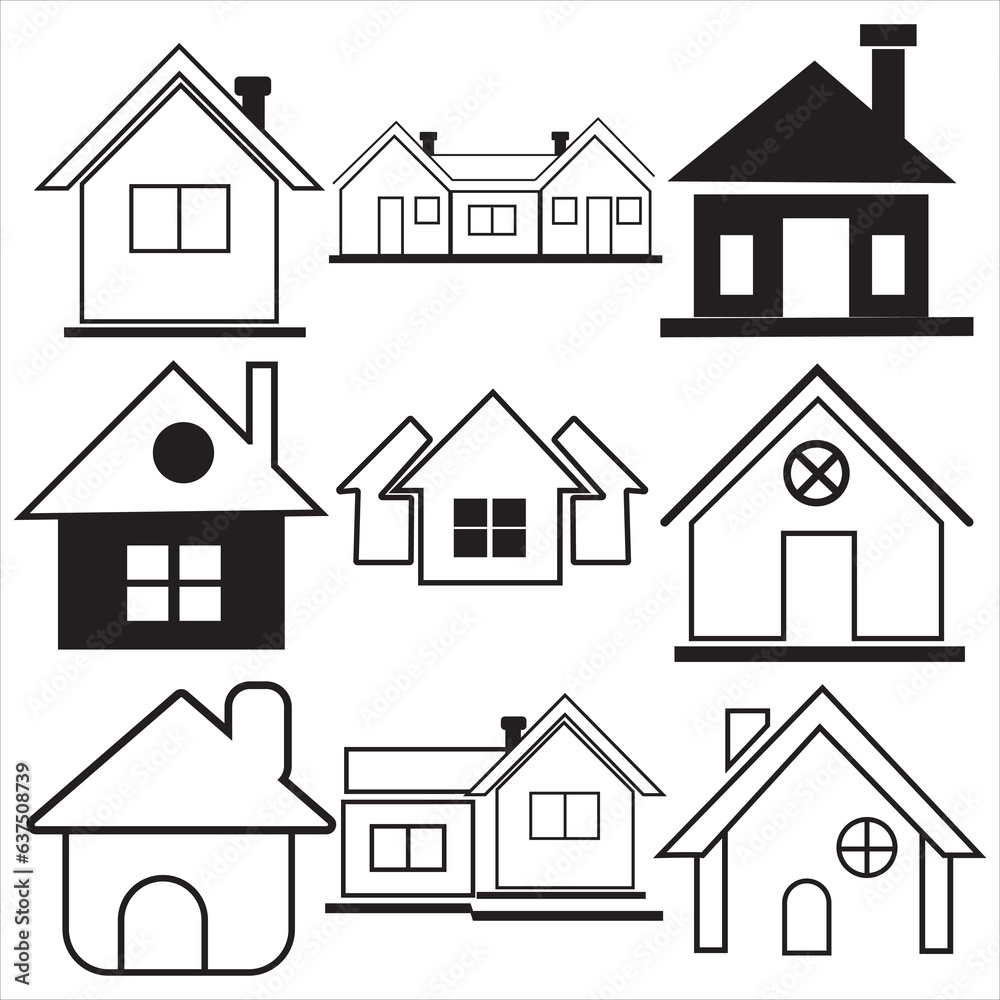 House Icon Set. Home vector illustration symbol.