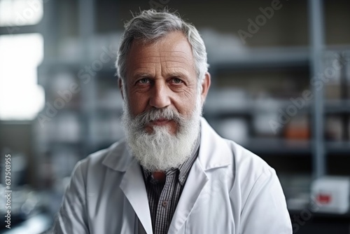portrait of a mature scientist in a lab