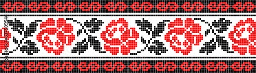Vector illustration of Ukrainian ornament in ethnic style, identity, vyshyvanka, embroidery for print clothes, websites, banners