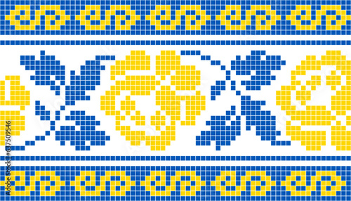 Vector illustration of Ukrainian ornament in ethnic style, identity, vyshyvanka, embroidery for print clothes, websites, banners