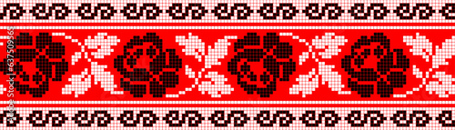 Vector illustration of Ukrainian ornament in ethnic style, identity, vyshyvanka, embroidery for print clothes, websites, banners