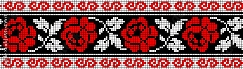 Vector illustration of Ukrainian ornament in ethnic style, identity, vyshyvanka, embroidery for print clothes, websites, banners