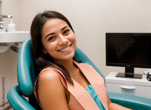 Smiling woman at dentist