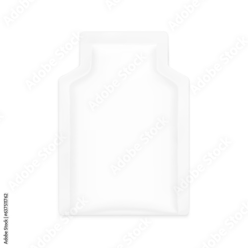 Sachet bag mockup. Vector illustration isolated on white background. Flat lay view. Can be use for template your design, presentation, promo, ad. EPS10.	