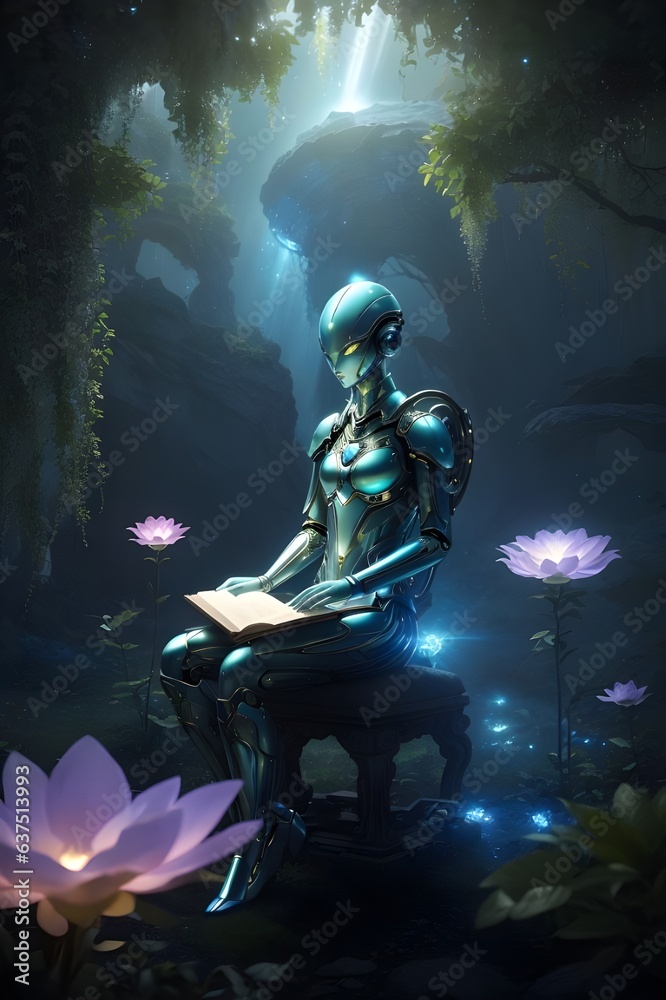 Fototapeta premium Alien Elegance Enchantment Among Academia (Generative AI)