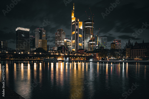 Frankfurt skyline at night photo