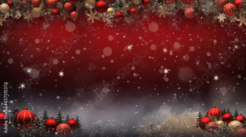 christmas background with snowflakes and baubles  © damien