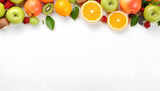 fruits around the white board with copy space background 