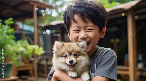 dog and child cuddling and ...