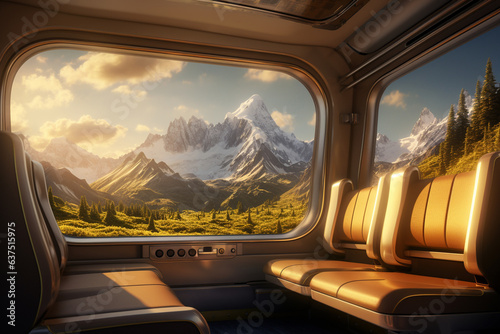 view of the mountains from train window © damien