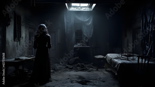 creepy person in dark room