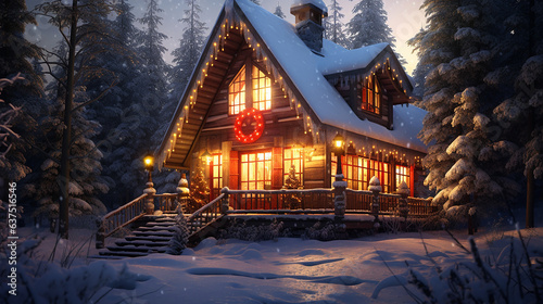 A mountain cabin at Christmas © GS Edwards Studio