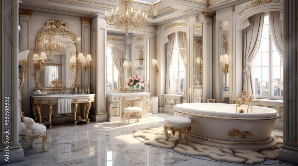 Luxurious houses elegant, bright bathroom design.