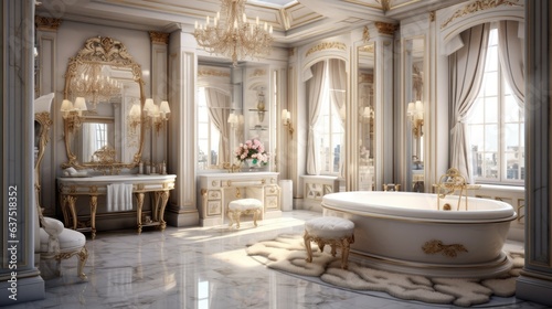 Luxurious houses elegant, bright bathroom design. © Vusal