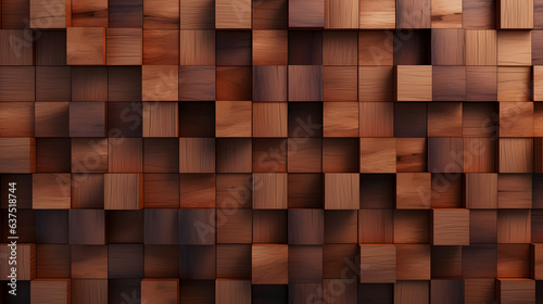 La texture d'un mur de cubes en bois.
