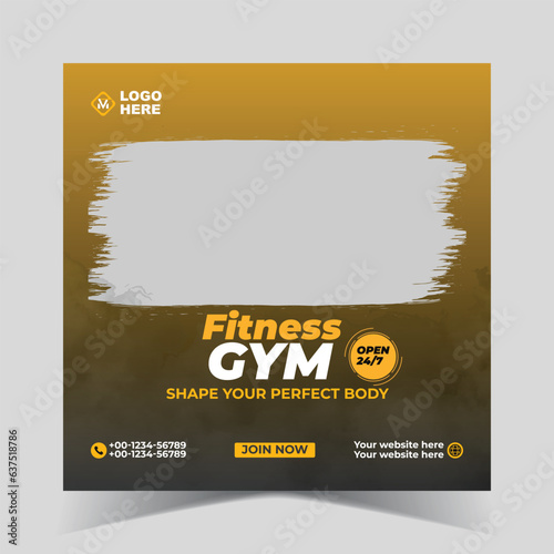 Vector Fitness gym social media post design template for Instagram and other social media platform