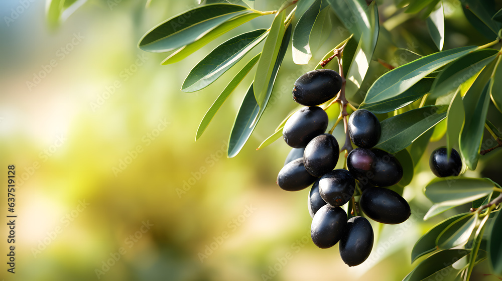 Des olives noires sur un olivier avec du soleil en arrière-plan. Des olives noires sur un olivier avec du soleil en arrière-plan.