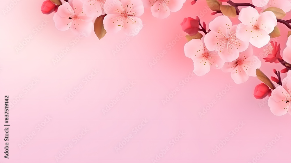Une illustration de fleurs roses de cerise. 