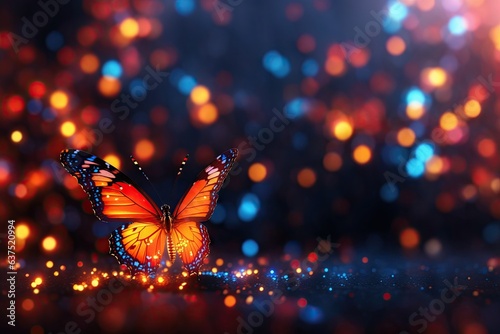 glow particles abstract mokup with butterfly background for design