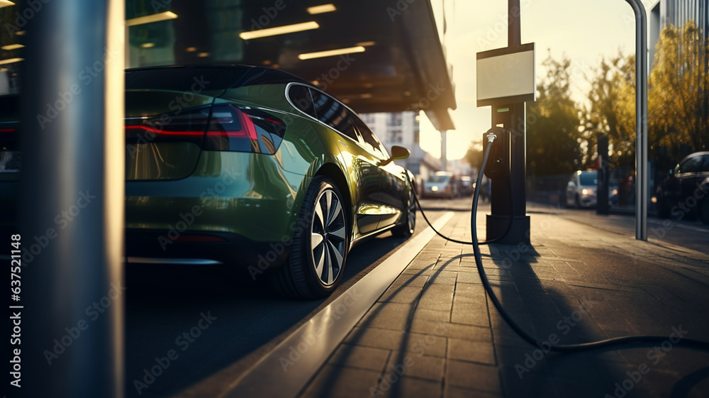 Fototapeta premium Electric car charging - AI tools